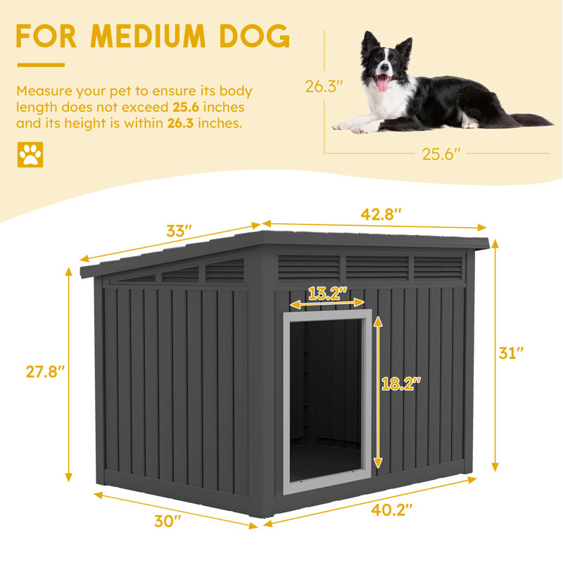 Ivy Bronx Dog House with Weatherproof and Removable Roof for Small